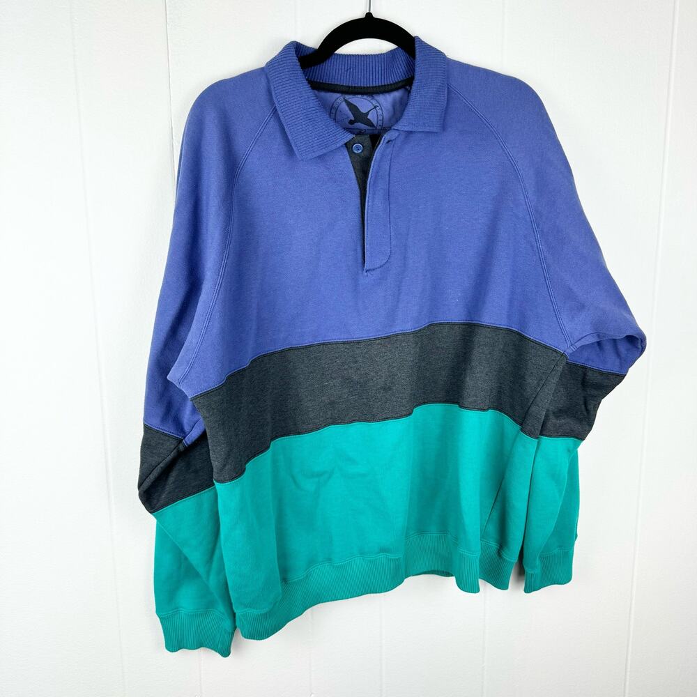 Vintage Eddie Bauer Color Block Sweatshirt Collar Size L